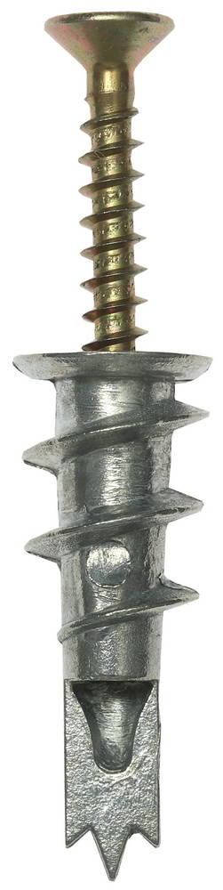 Дюбель металлический со сверлом, для гипсокартона, с оцинкованным саморезом, 33 мм, 3 шт, ЗУБР