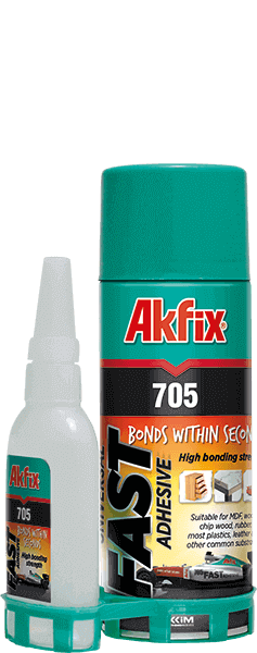 Клей Akfix 705 65 гр+200 мл, набор для экспресс склеивания.