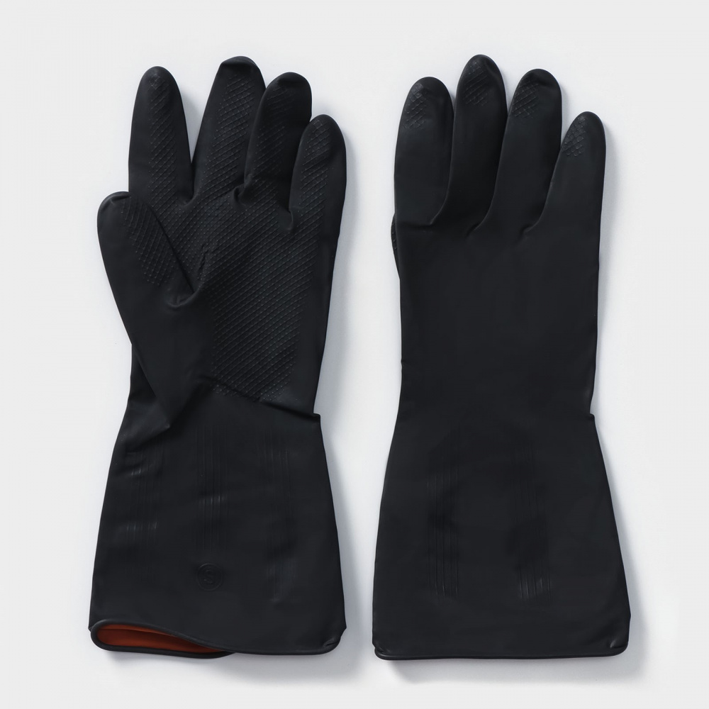 Перчатки хозяйственные Доляна ра-р S, латексные, защитные, химически стойкие, 60 гр, цвет чёрный.