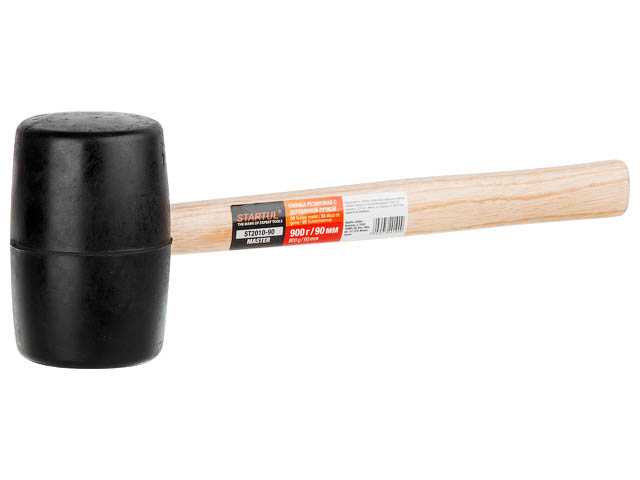 Киянка резиновая STARTUL Master 0,9 кг, черная, с деревянной ручкой.