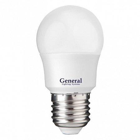 Лампа светодиодная GENERAL 15W E27 4500K, шар, матовый.