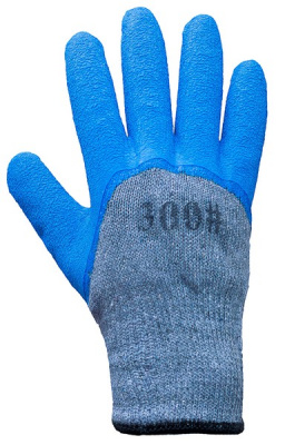 Перчатки Х/Б (#300) с рифленым латексным покрытием (синие)