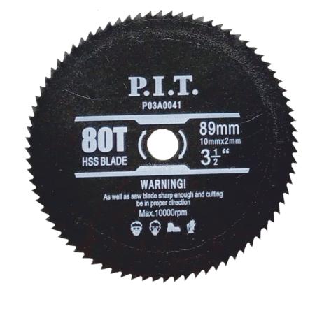Диск пильный P.I.T. 89х10 мм, универсальный, стальной, по пластику, мягкому металлу, для PMS-89-C.