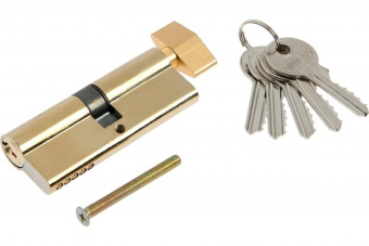 Цилиндровый механизм, 80 мм, с вертушкой, английский ключ, 5 ключей, цвет золото 2921848