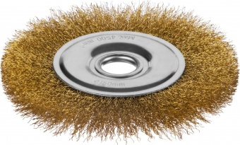 Щетка дисковая для УШМ, витая стальная латунированная проволока 0,3 мм, d=150 мм, MIRAX