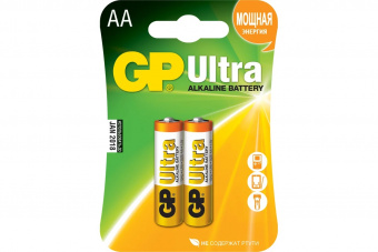 Батарейка алкалиновая GP Ultra, AA, LR6-2BL, 1.5В, блистер, 2 шт. 1528607