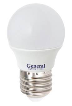 Лампа светодиодная GENERAL  7W E27 шар 4500K 550Лм